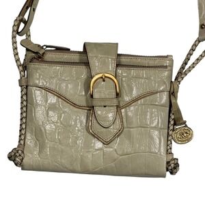 Brahmin Mojito Leather Gold Croc Embossed Crossbody Purse Bag